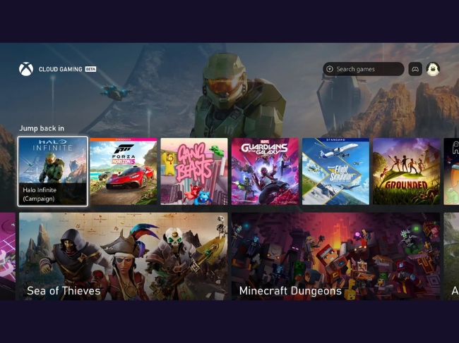 Interface de l'application Xbox TV