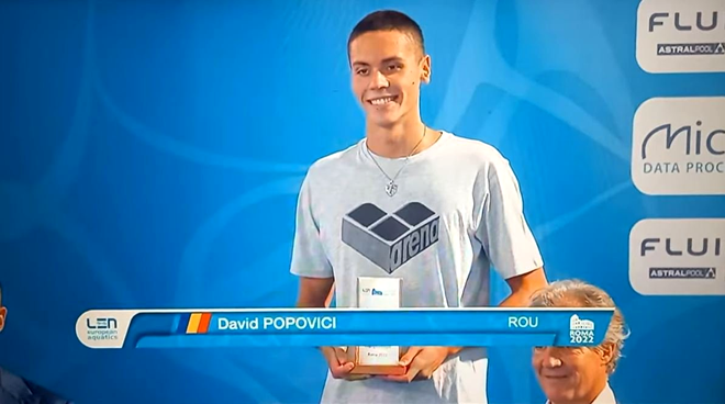 David Popovici a été désigné meilleur athlète chez les hommes lors des Championnats d'Europe à Rome / Source photo : Facebook Romanian Swimming Federation